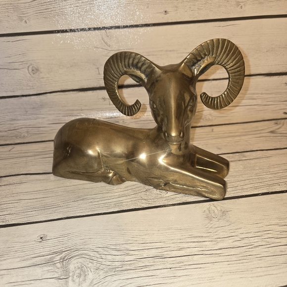 Vintage Other - Vintage Solid Brass Ram Figurine | Made in Korea | Aries Zodiac | Mid-Century Bo